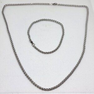 Wheat chain necklace and bracelet set 20" & 7" in 316L Stainless Steel 3mm wide
